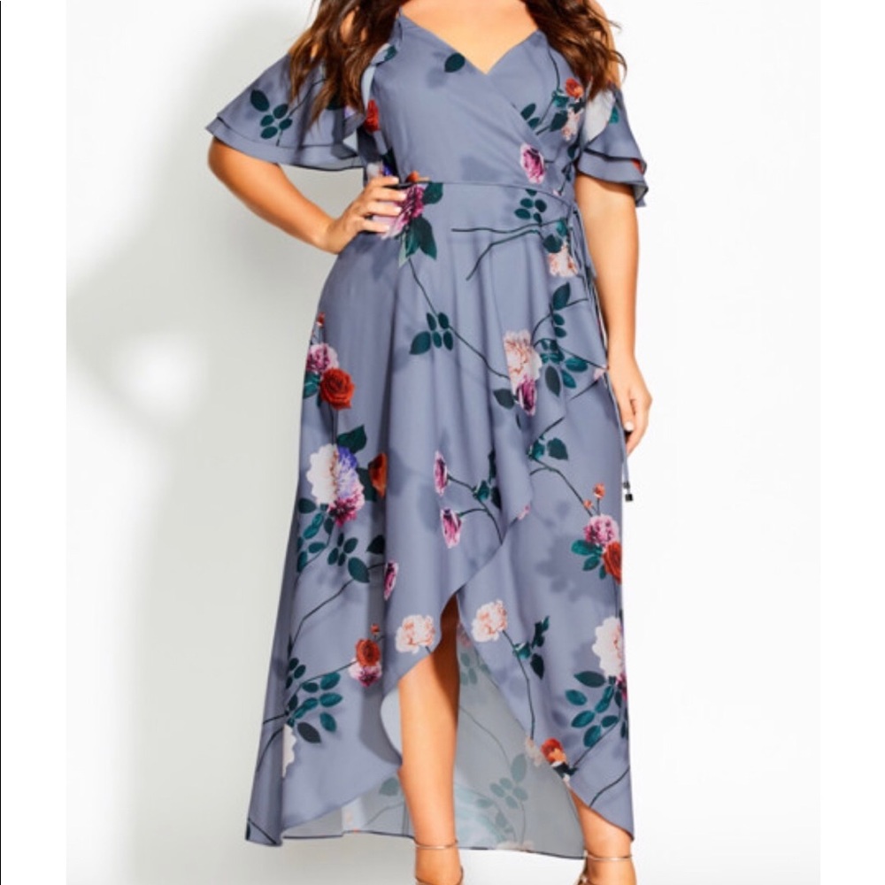 City Chic Floral Shadow Dress NWT